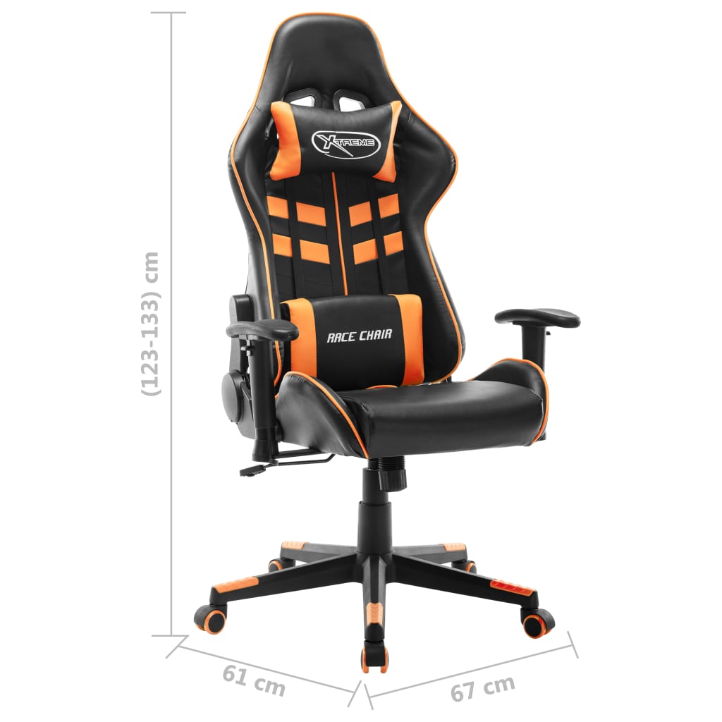 gaming chair, black and orange, faux leather