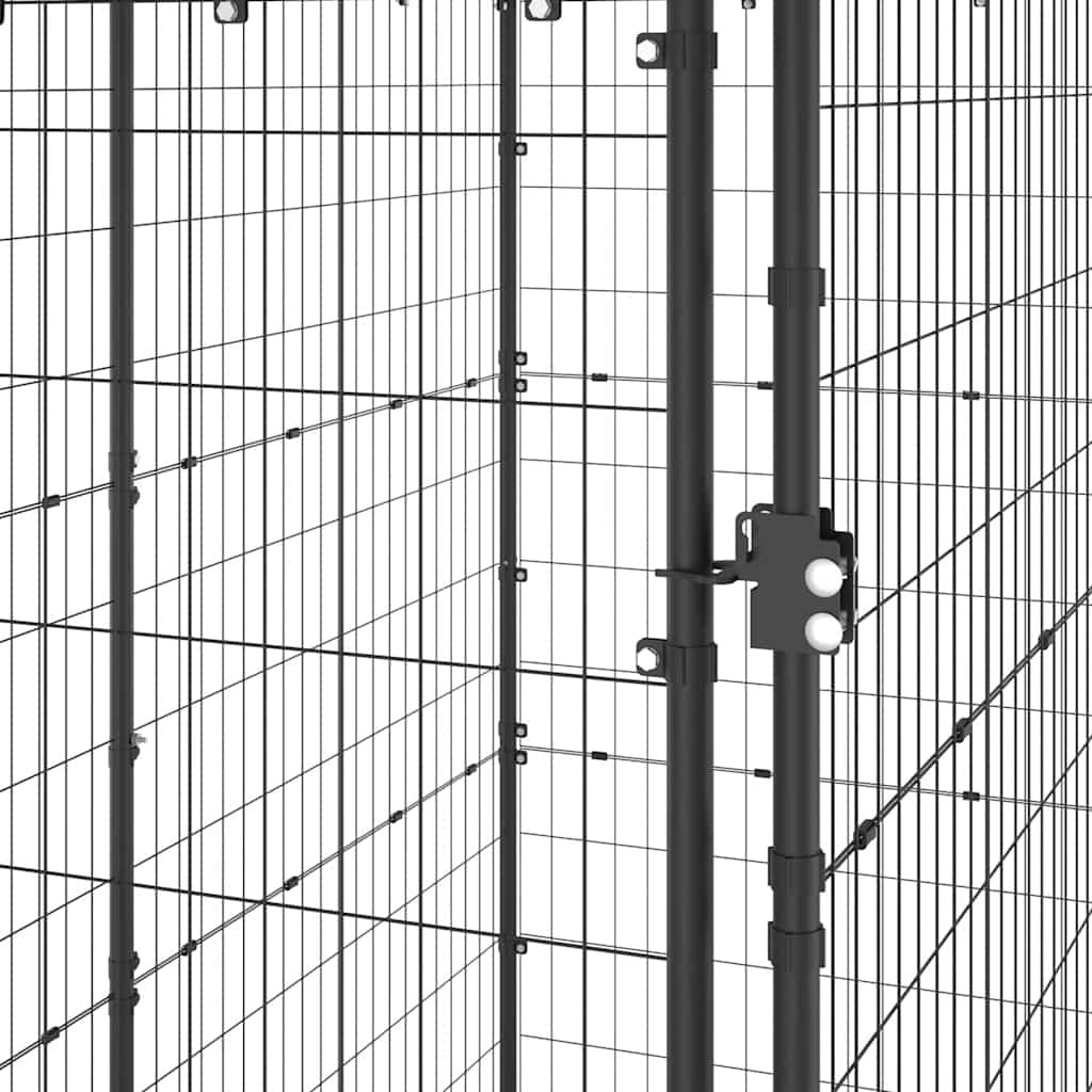 Dog fence with roof, steel, 110 x 220 x 180 cm