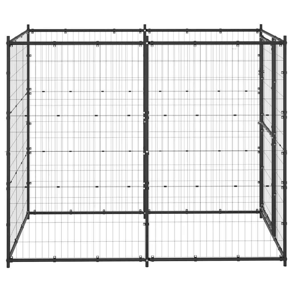 Dog fence with roof, steel, 110 x 220 x 180 cm