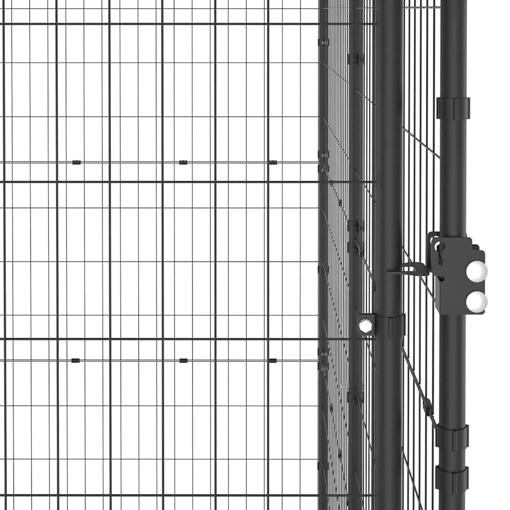 Dog fence with roof, steel, 110 x 220 x 180 cm