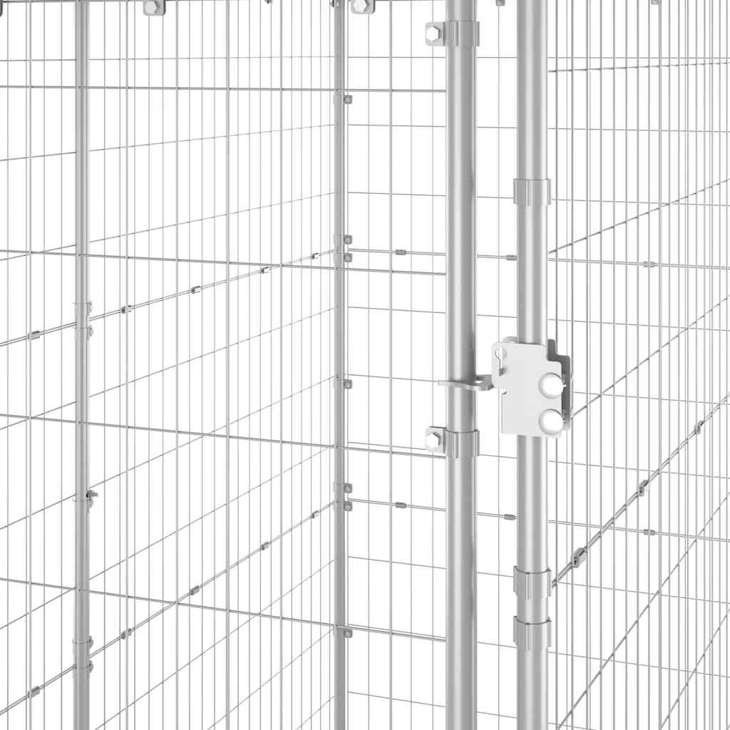 Dog fence with roof, galvanized steel, 110 x 220 x 180 cm