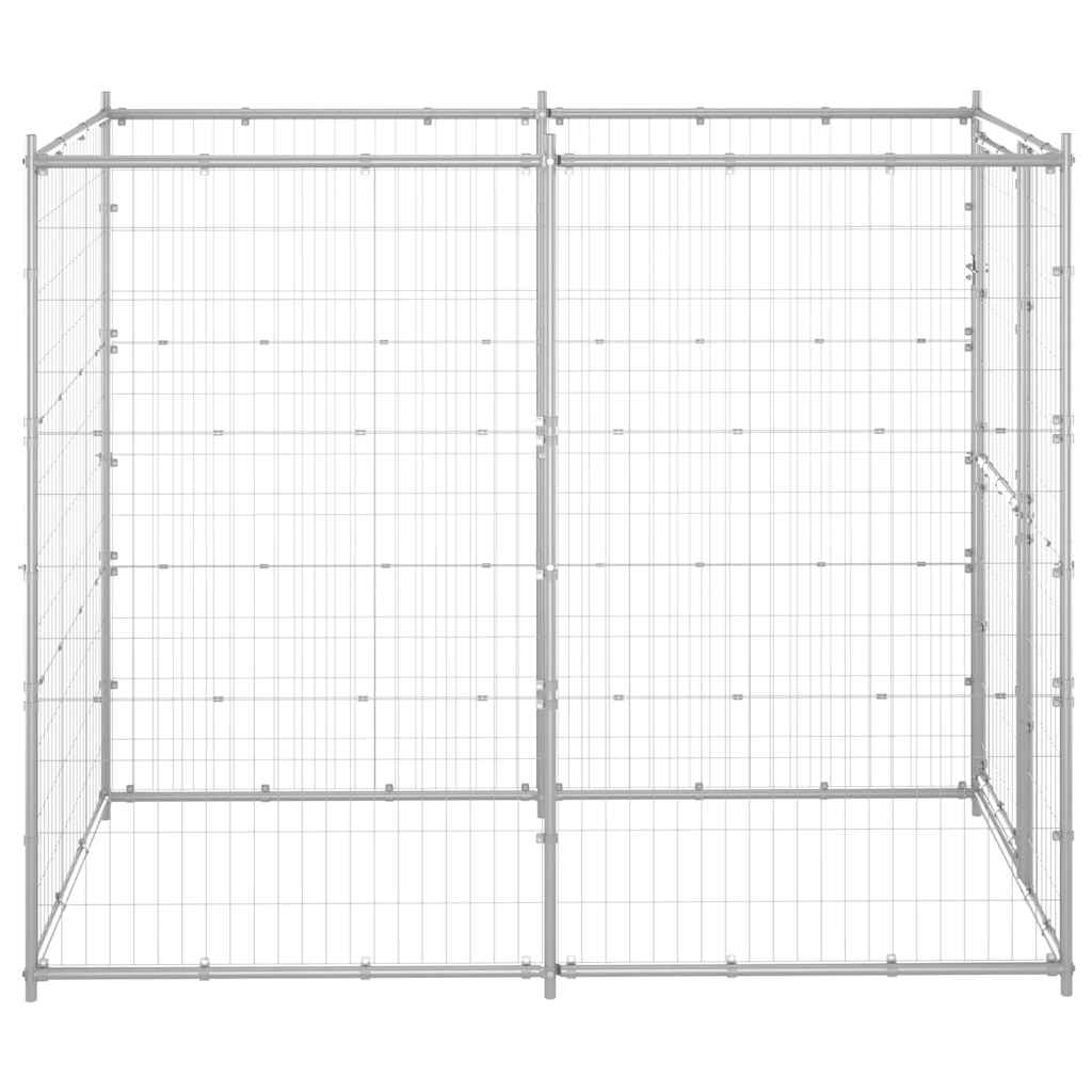 Dog fence with roof, galvanized steel, 110 x 220 x 180 cm