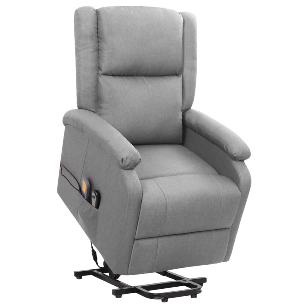 Massage chair with standing support, light gray, fabric