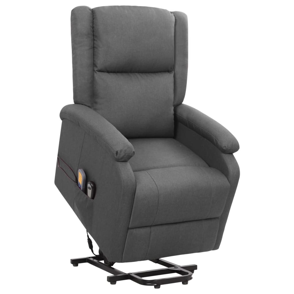 Massage chair with standing support, dark grey, fabric