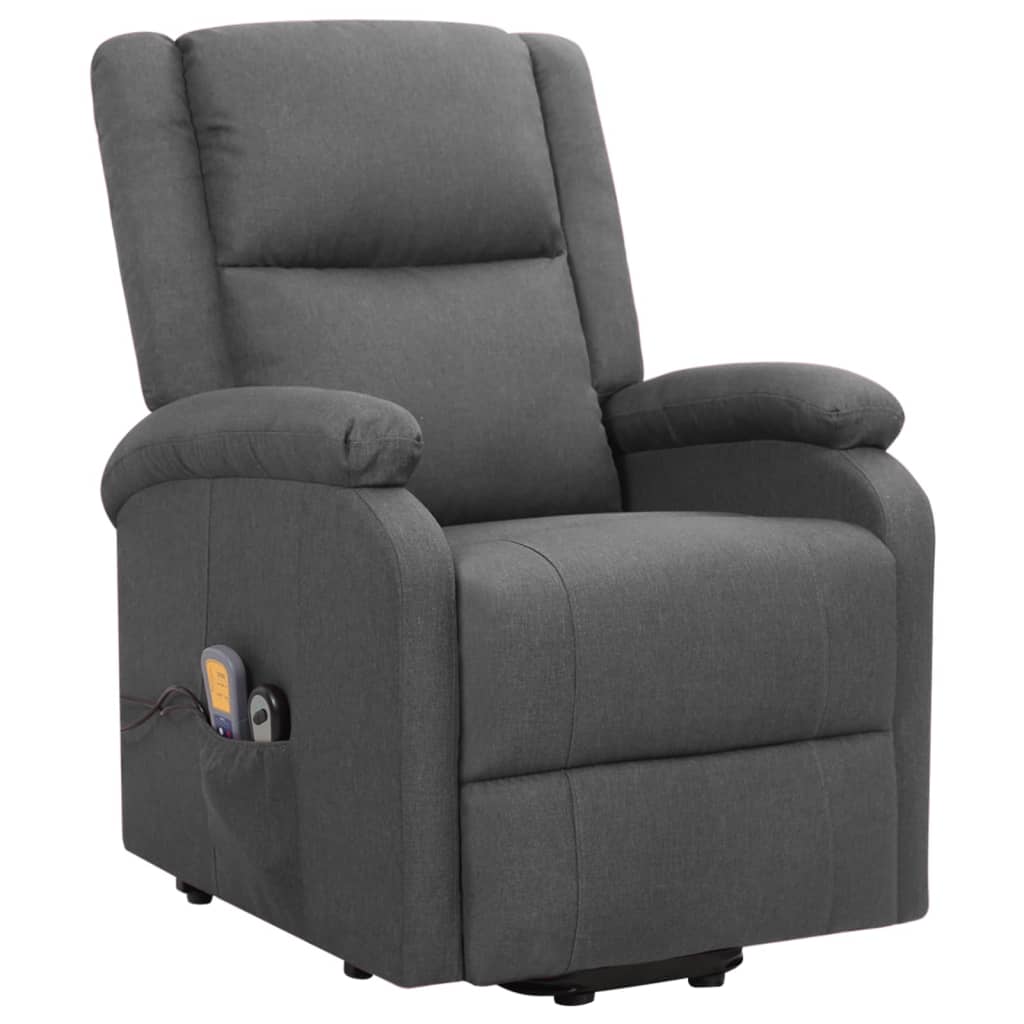 Massage chair with standing support, dark grey, fabric