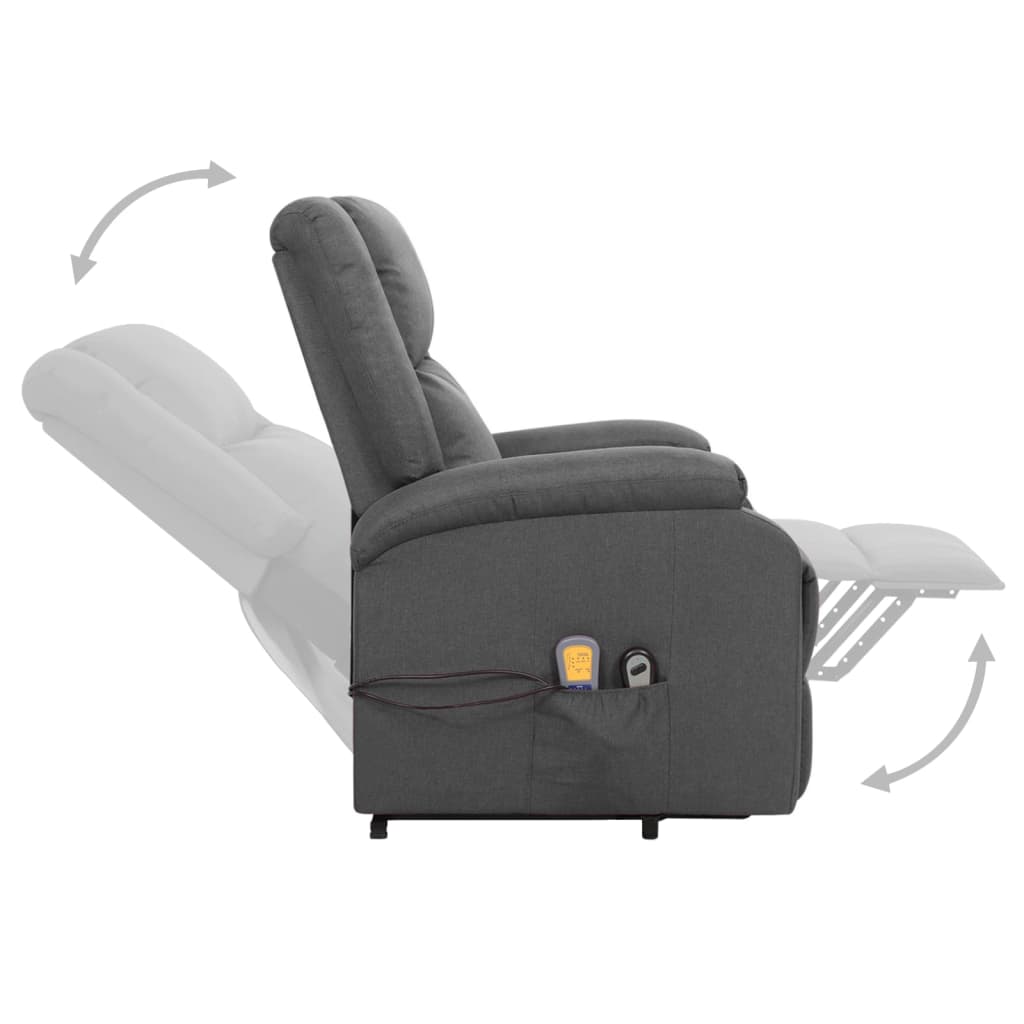 Massage chair with standing support, dark grey, fabric