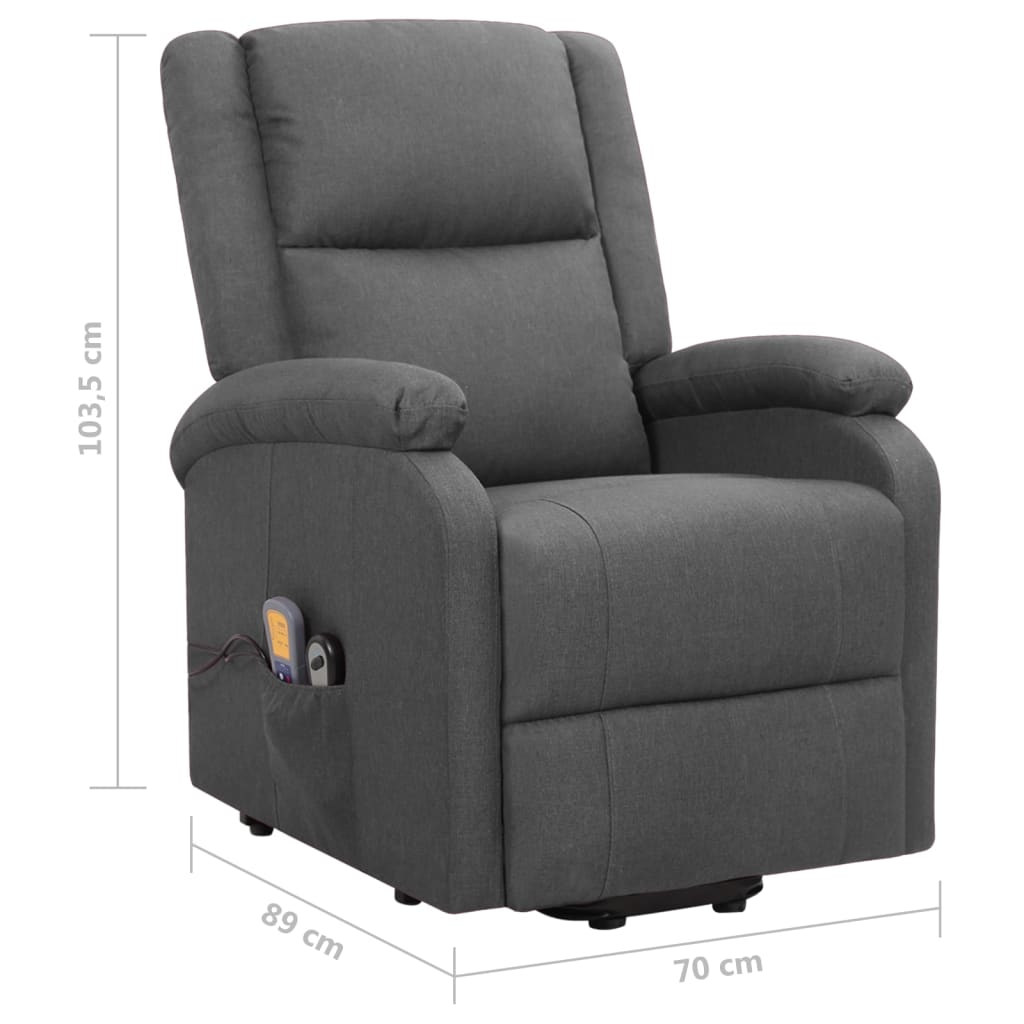 Massage chair with standing support, dark grey, fabric