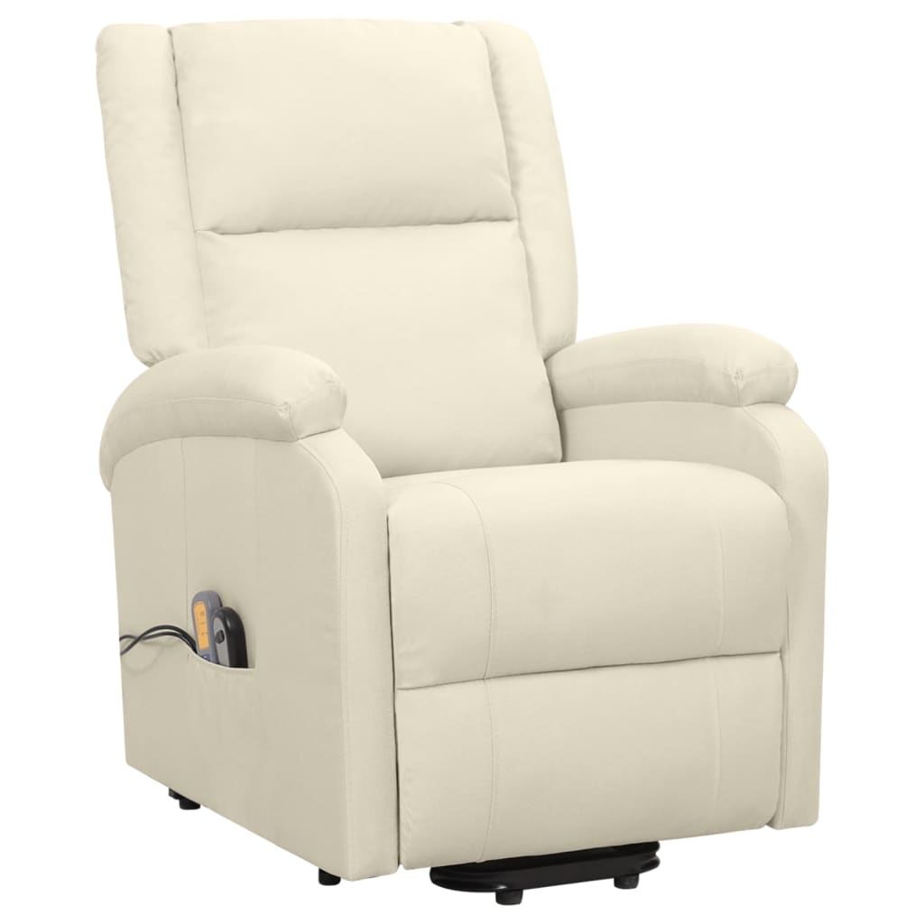 massage chair with standing support, cream, fabric