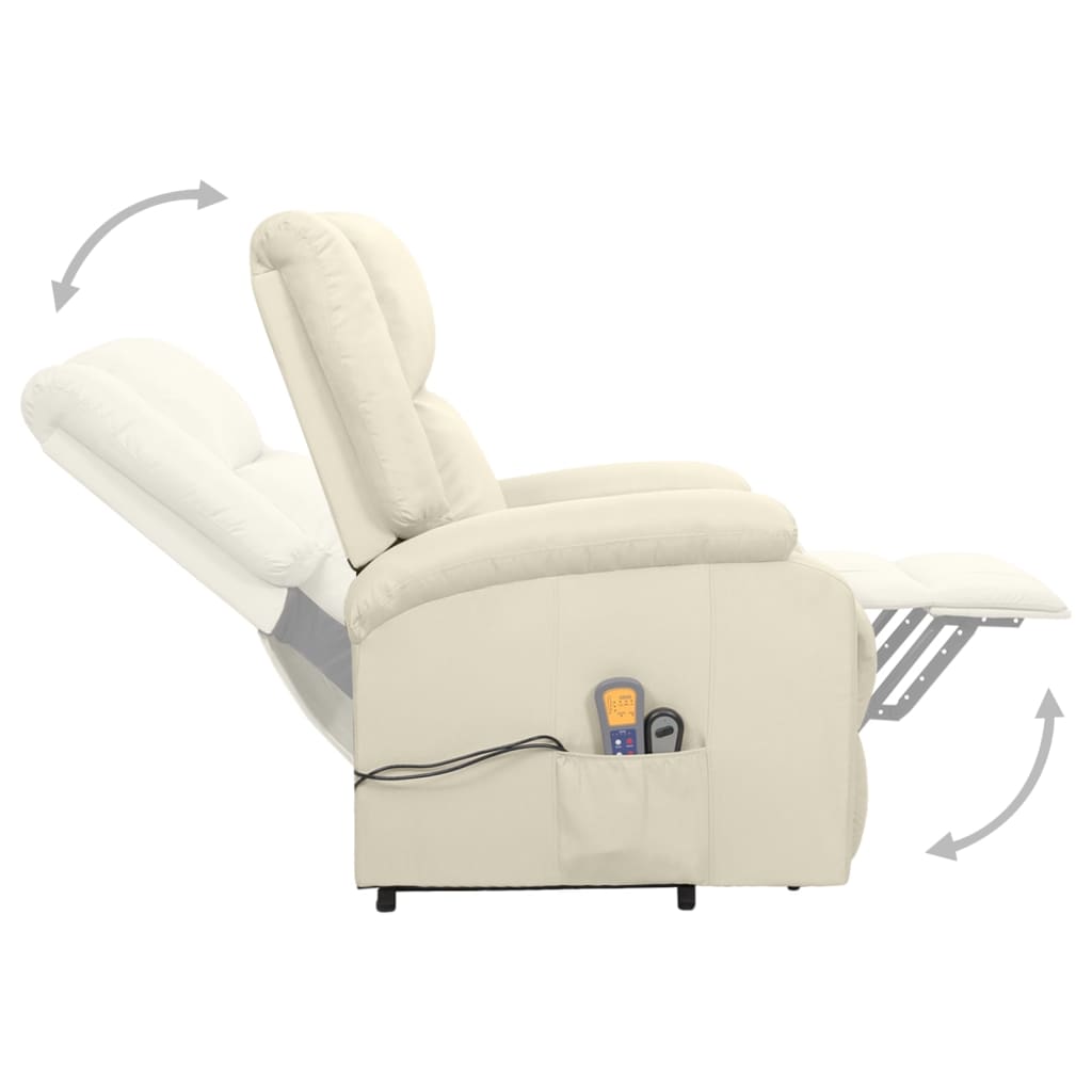 massage chair with standing support, cream, fabric