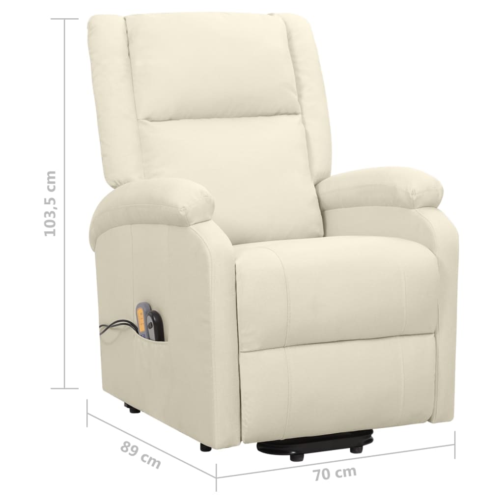 massage chair with standing support, cream, fabric