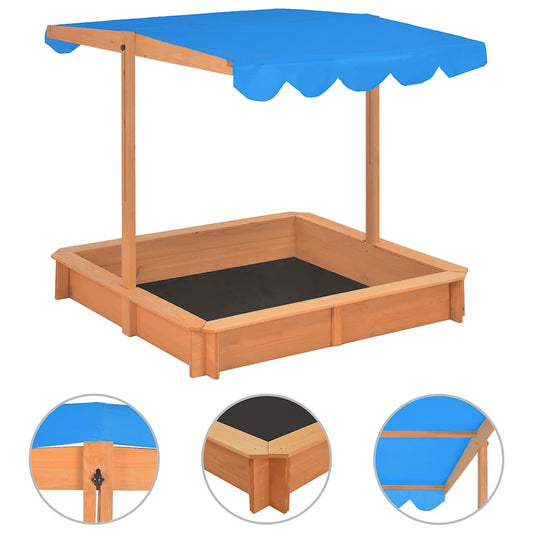 sandbox with adjustable roof, spruce wood, 115 x 115 x 115 cm