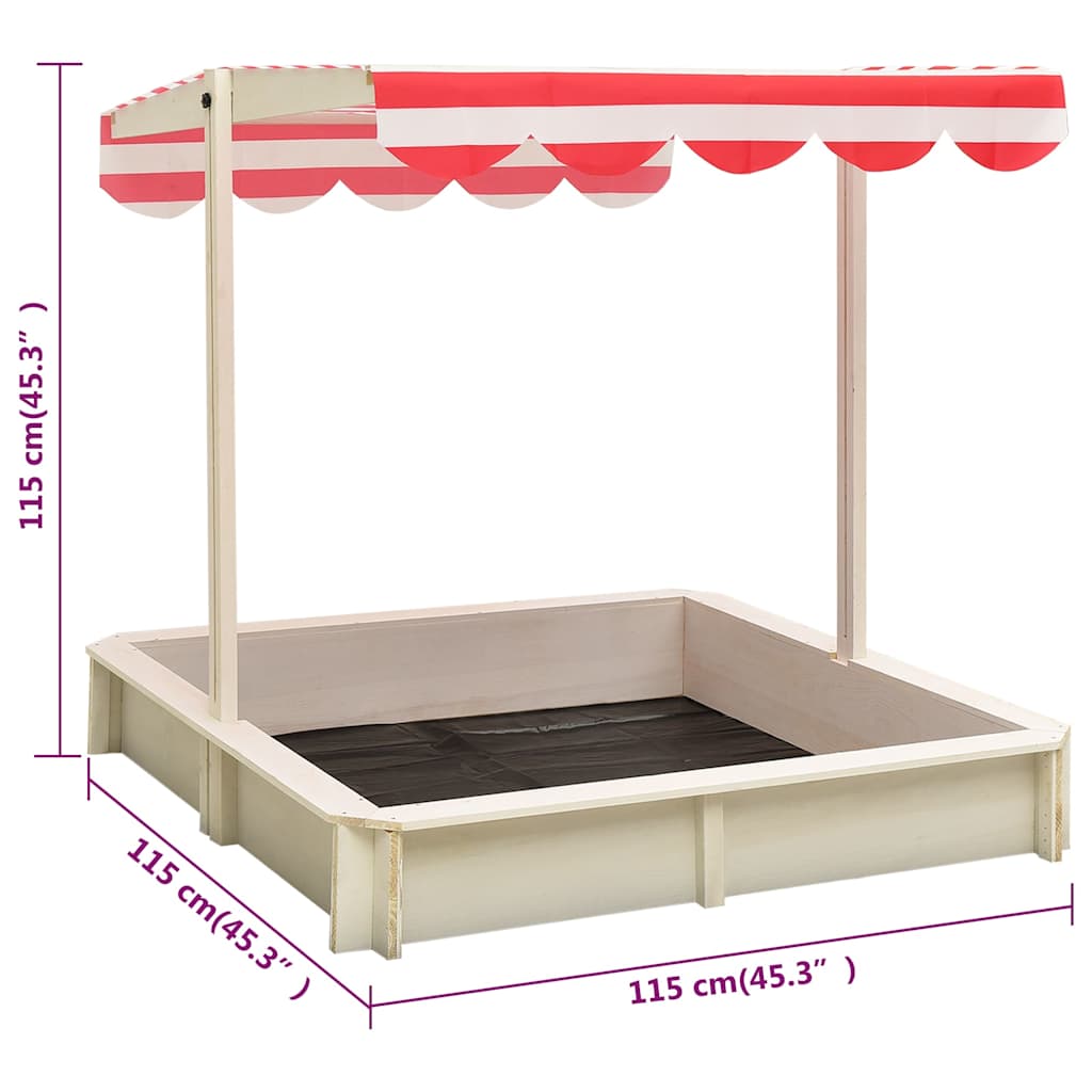 sandbox with adjustable roof, spruce, white and red, UV50