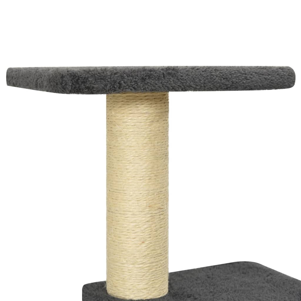 Cat house with sisal rope scratching post, dark grey, 118.5 cm