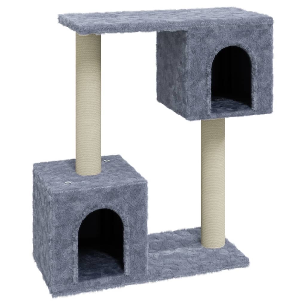 Cat house with sisal rope and scratching post, light grey, 60 cm