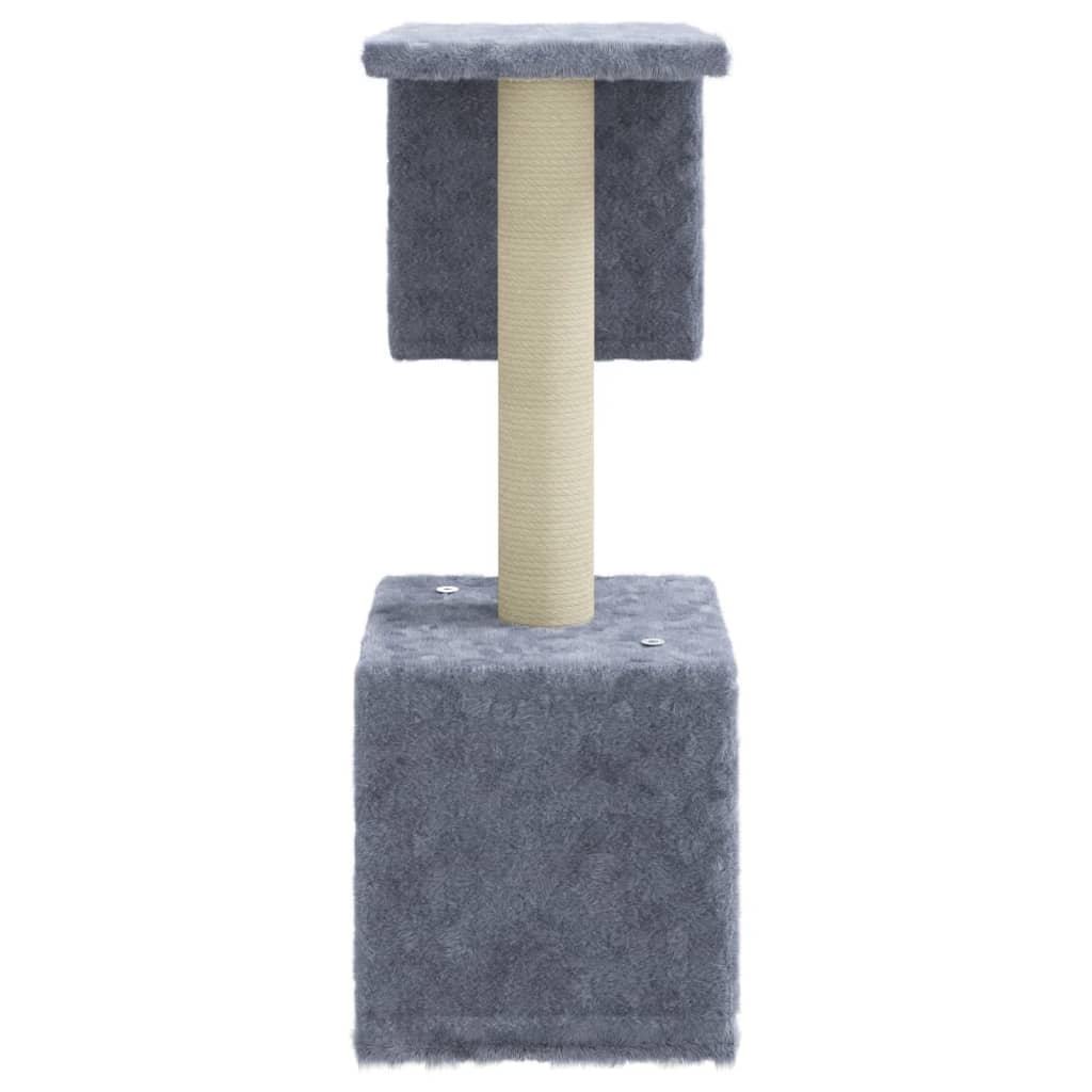 Cat house with sisal rope and scratching post, light grey, 60 cm