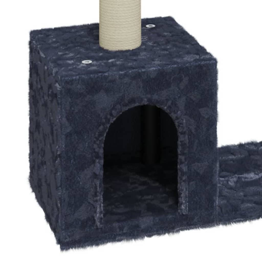 Cat house with sisal rope and scratching post, dark grey, 60 cm