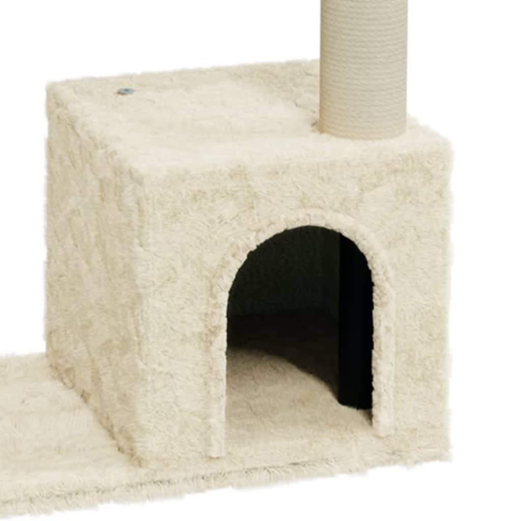 Cat house with sisal rope and scratching post, cream, 70 cm