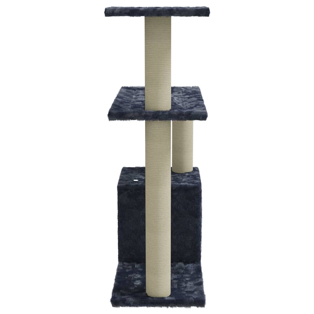 Cat house with sisal rope scratching post, dark grey, 70 cm