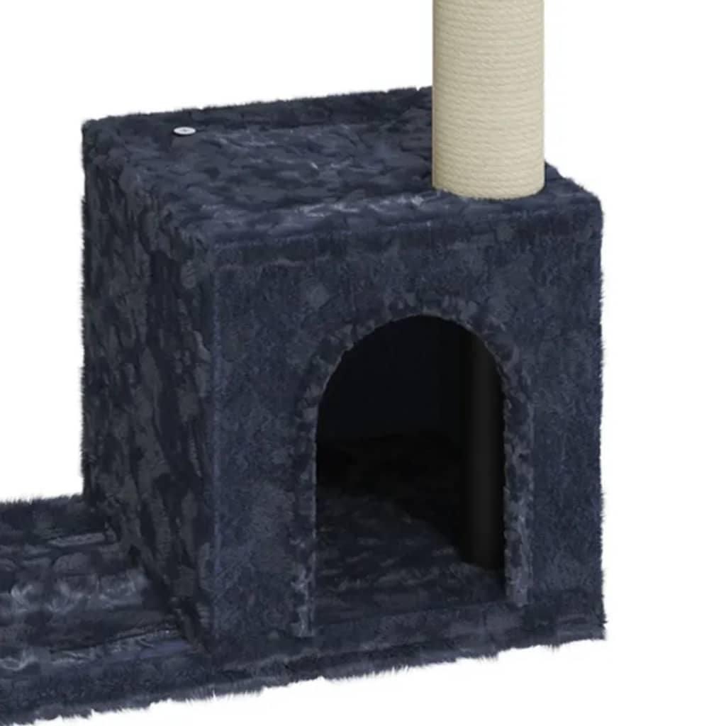 Cat house with sisal rope scratching post, dark grey, 70 cm