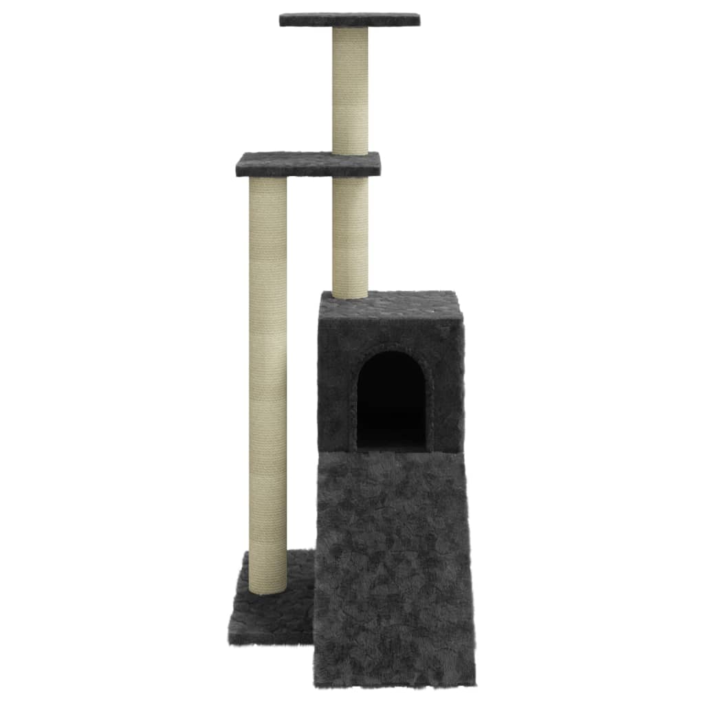 Cat house with sisal rope scratching posts, dark grey, 92 cm