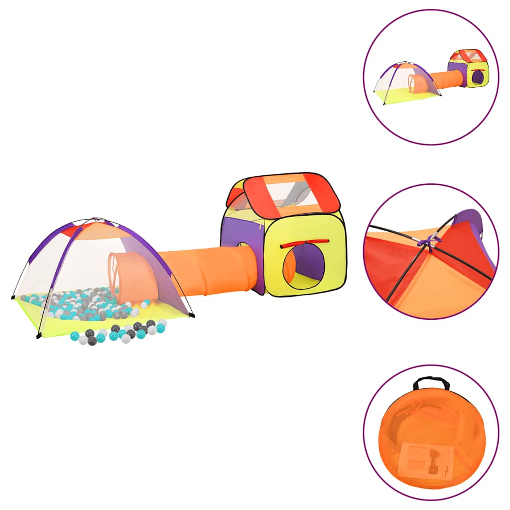 children's play tent, with 250 balls, multi-colored, 338x123x111 cm