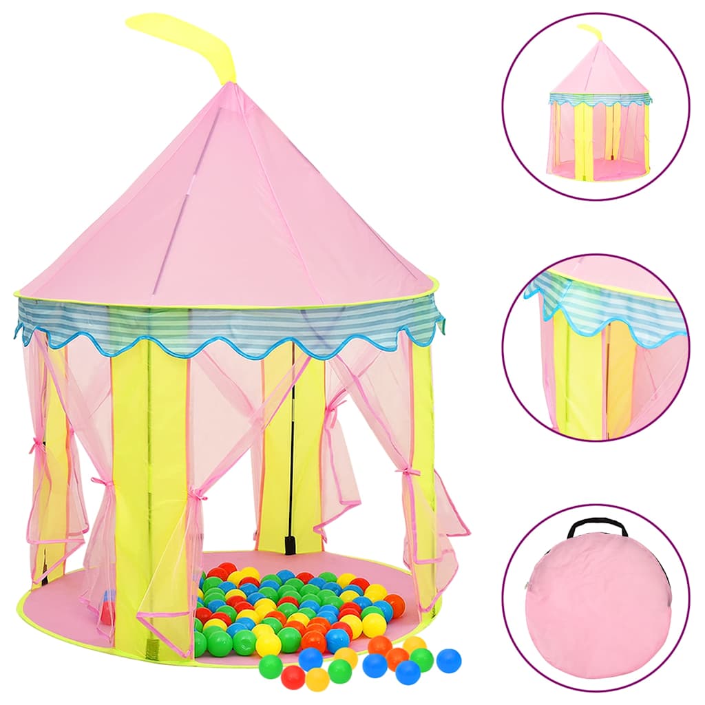 children's play tent, with 250 balls, pink, 100x100x127 cm