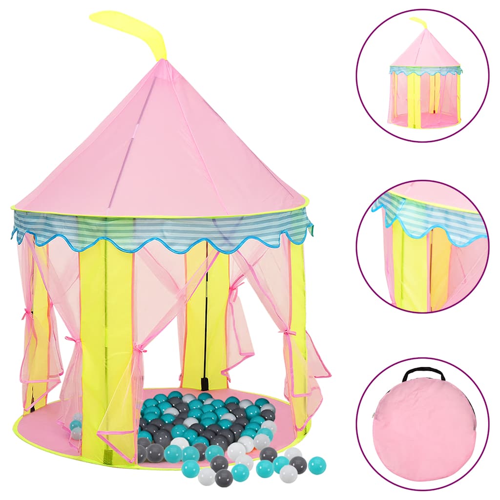 children's play tent, with 250 balls, pink, 100x100x127 cm