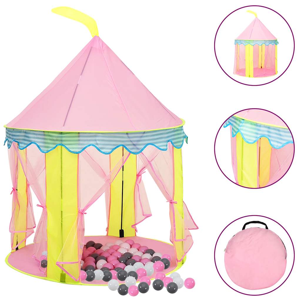 children's play tent, with 250 balls, pink, 100x100x127 cm