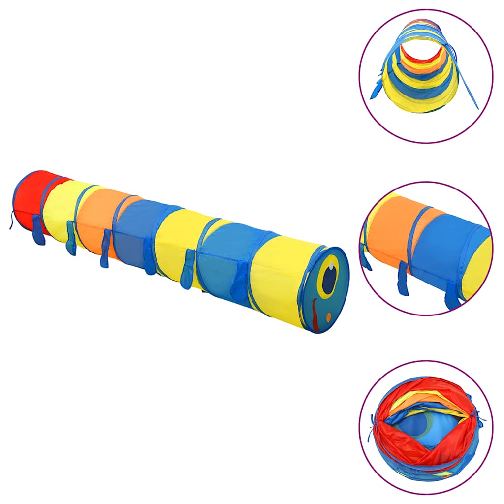 laste mängutunnel, 250 palli, mitmevärviline, 245 cm, polüester