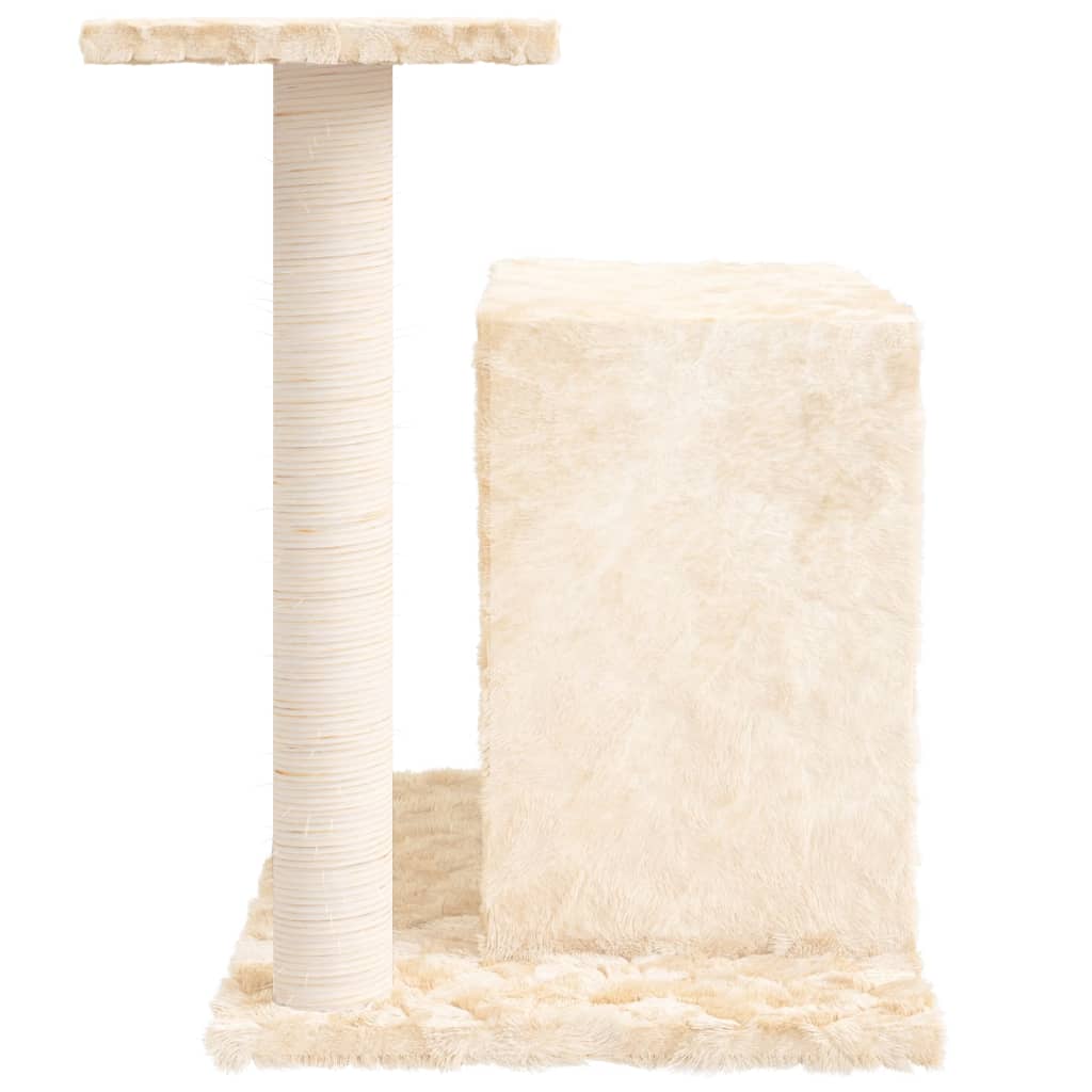 Cat house with sisal rope and scratching post, cream, 51 cm