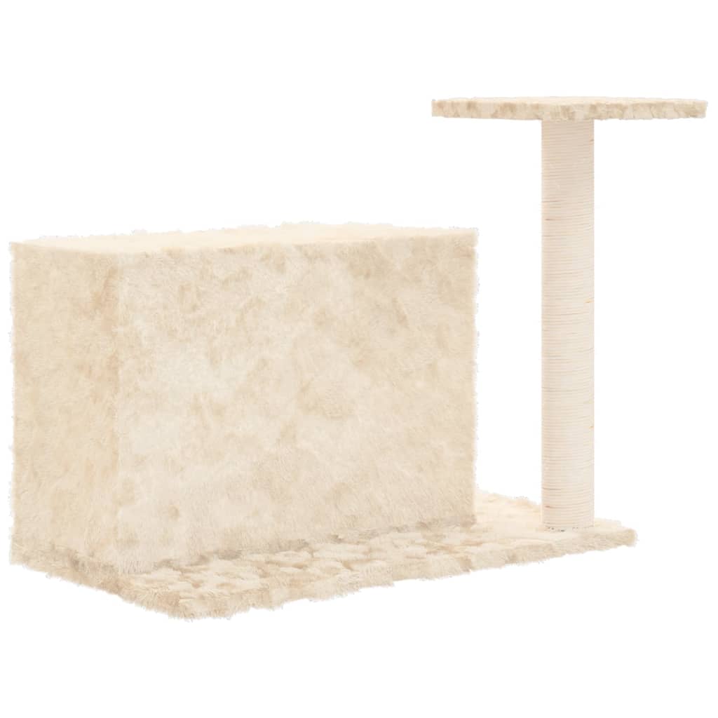 Cat house with sisal rope and scratching post, cream, 51 cm