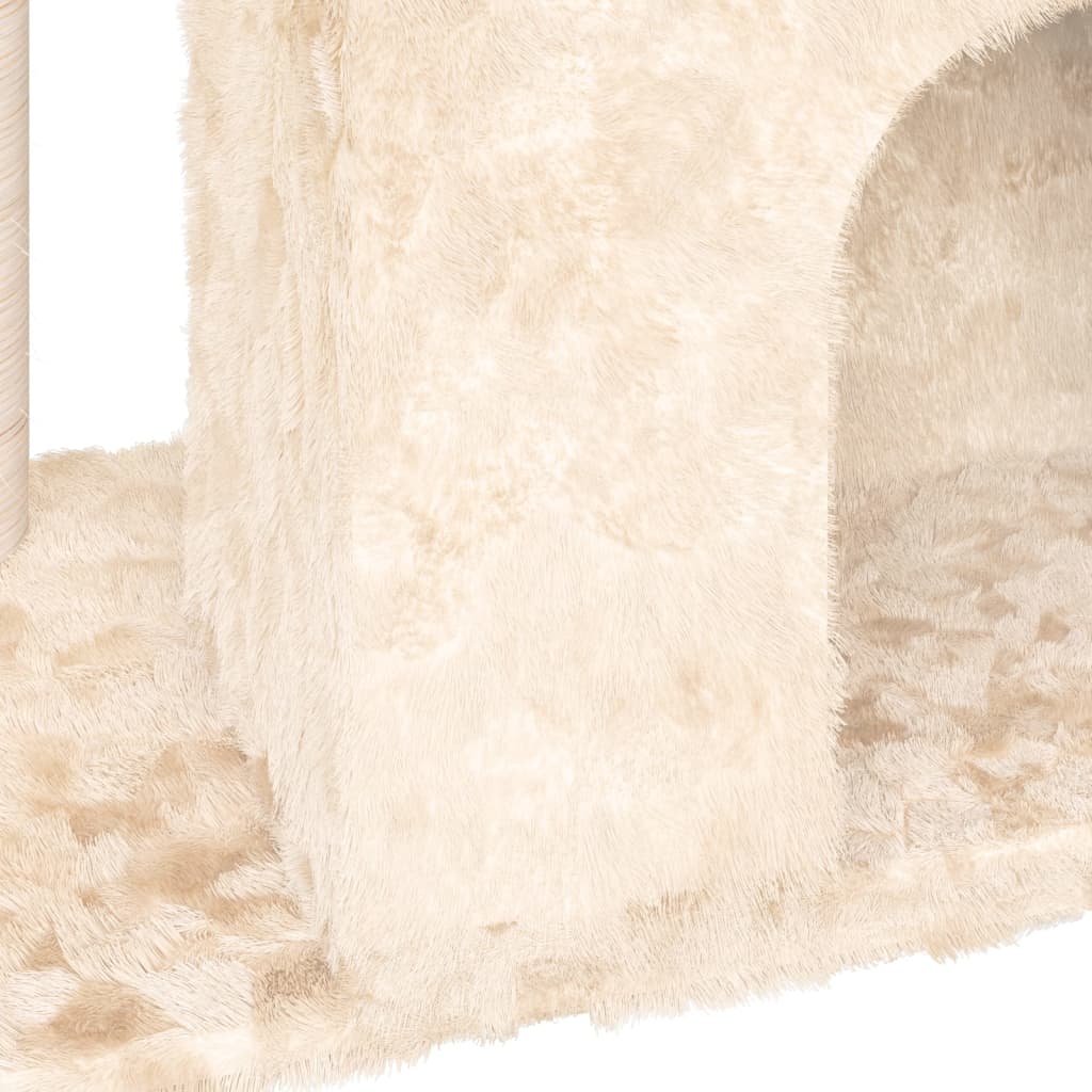 Cat house with sisal rope and scratching post, cream, 51 cm