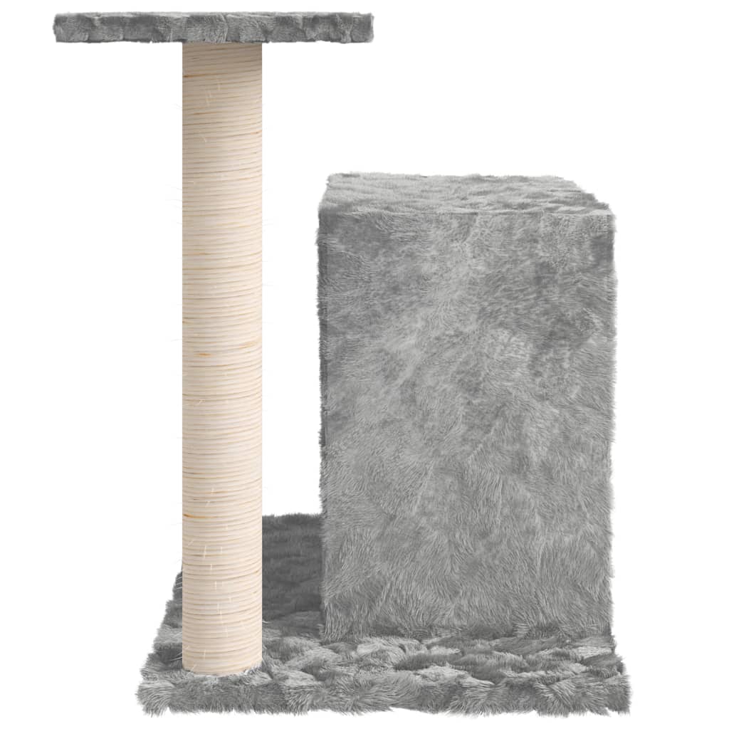 Cat house with sisal rope and scratching post, light gray, 51 cm