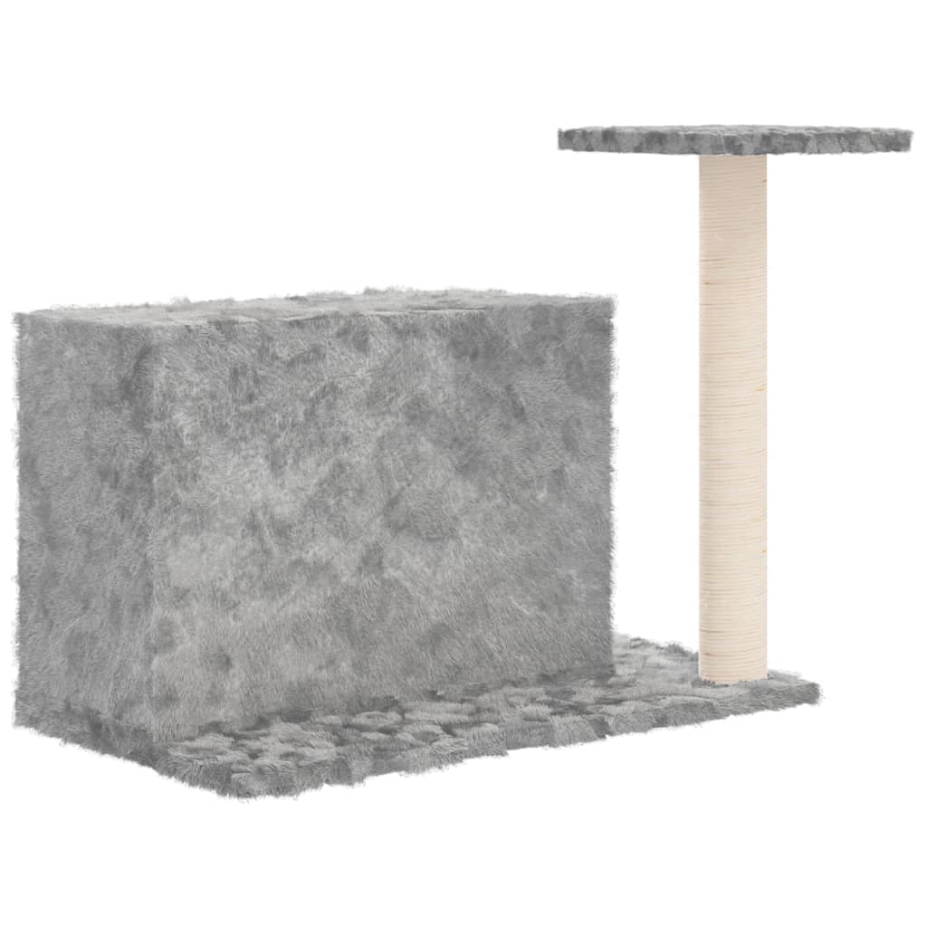 Cat house with sisal rope and scratching post, light gray, 51 cm