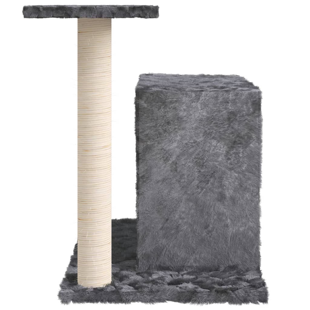 Cat house with sisal rope and scratching post, dark grey, 51 cm