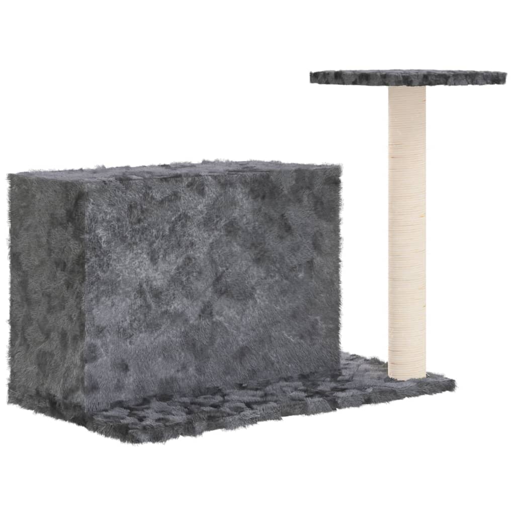 Cat house with sisal rope and scratching post, dark grey, 51 cm