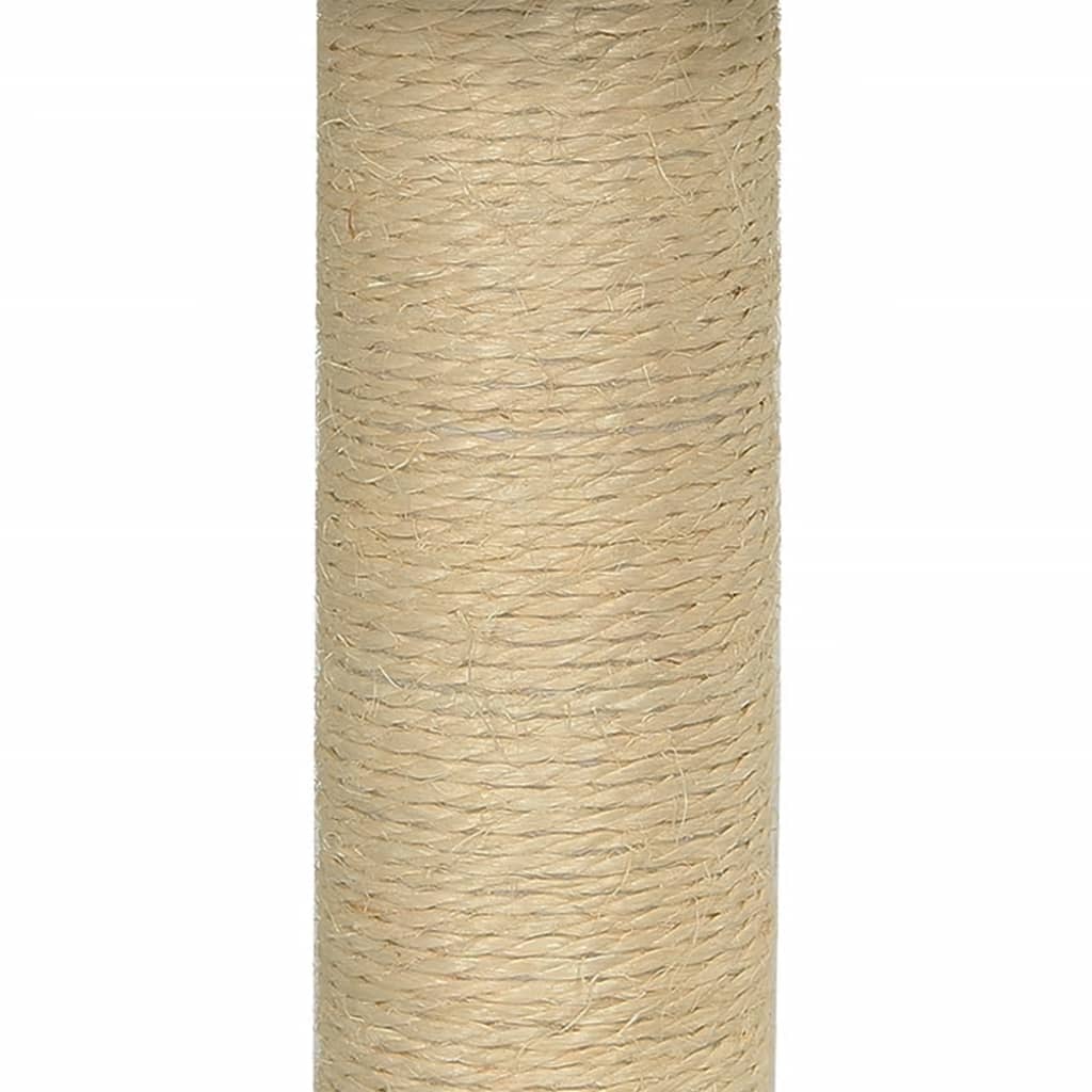 Cat house with sisal rope scratching post, light grey, 74 cm