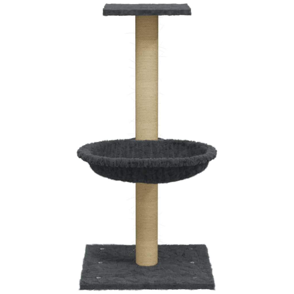 Cat house with sisal rope and scratching post, dark grey, 74 cm