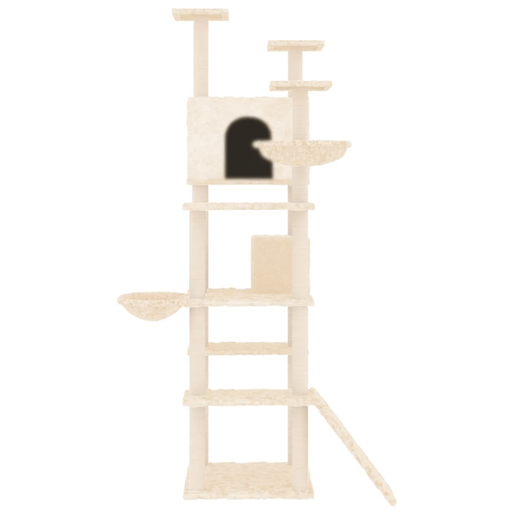 Cat house with sisal rope and scratching post, cream, 191 cm