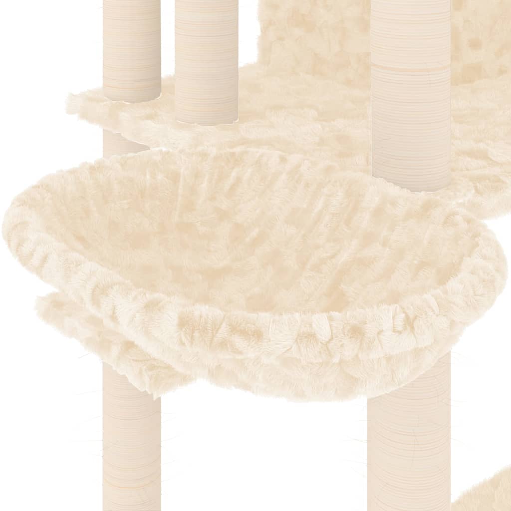 Cat house with sisal rope and scratching post, cream, 191 cm