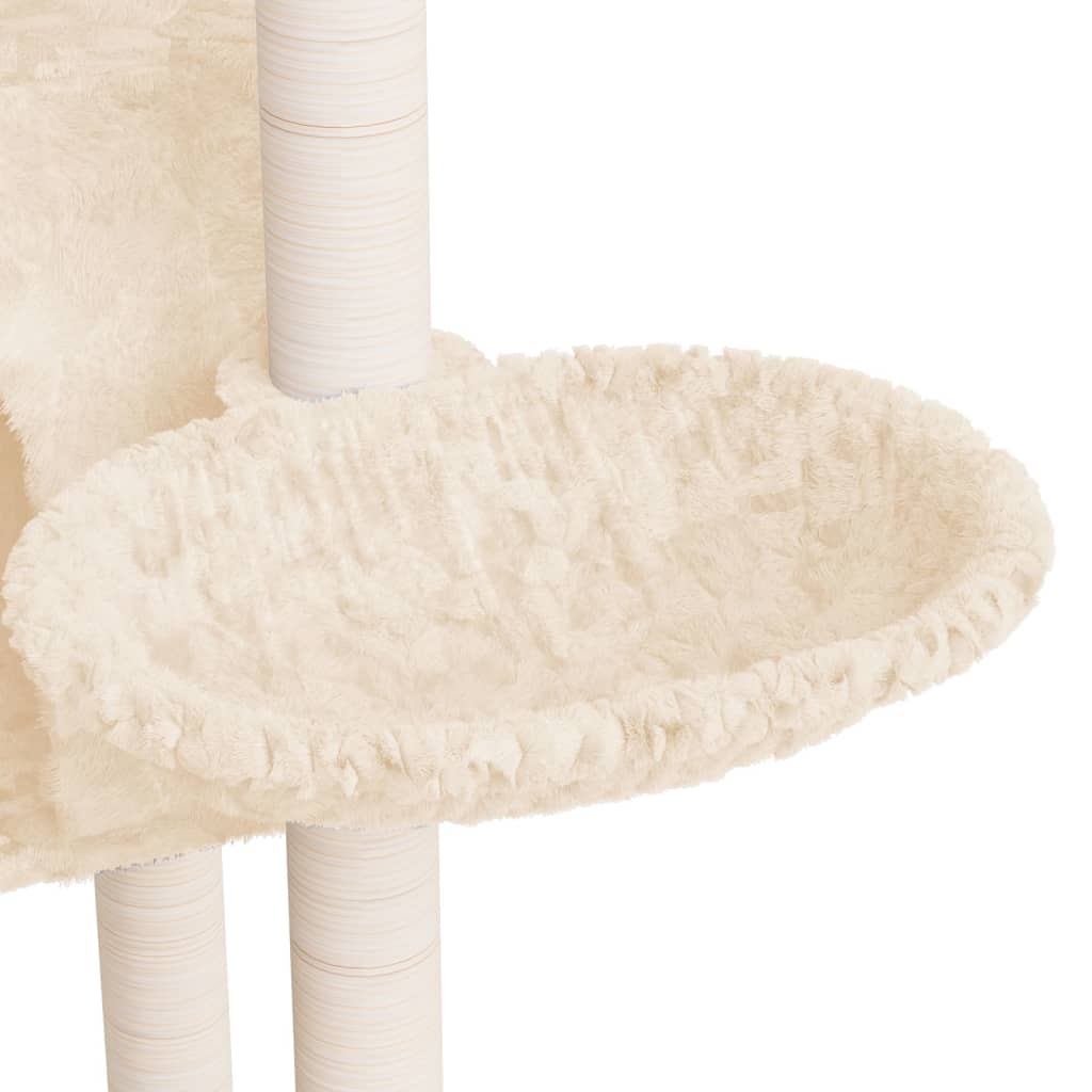 Cat house with sisal rope scratching post, cream, 108.5 cm