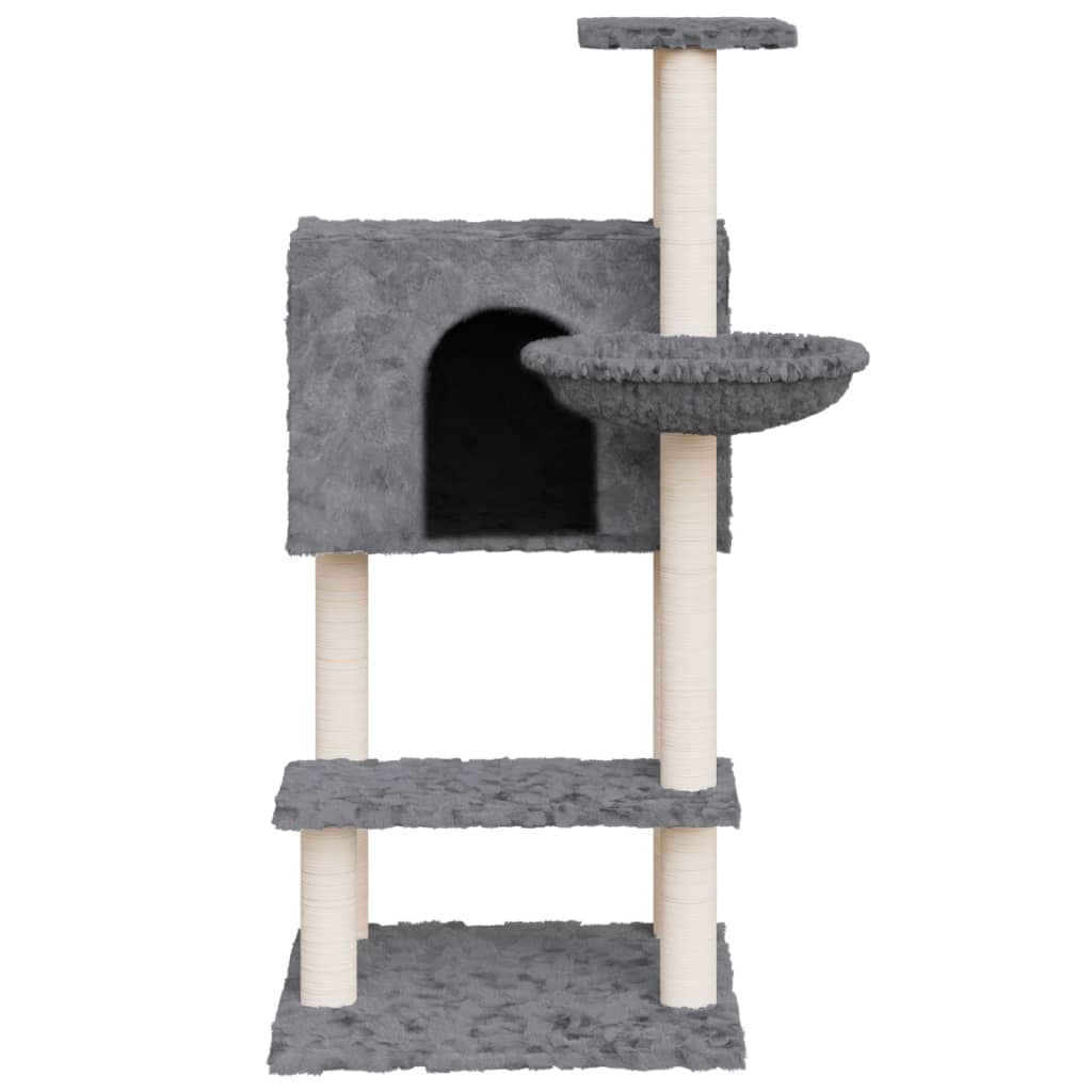 Cat house with sisal rope and scratching post, dark grey, 108.5 cm