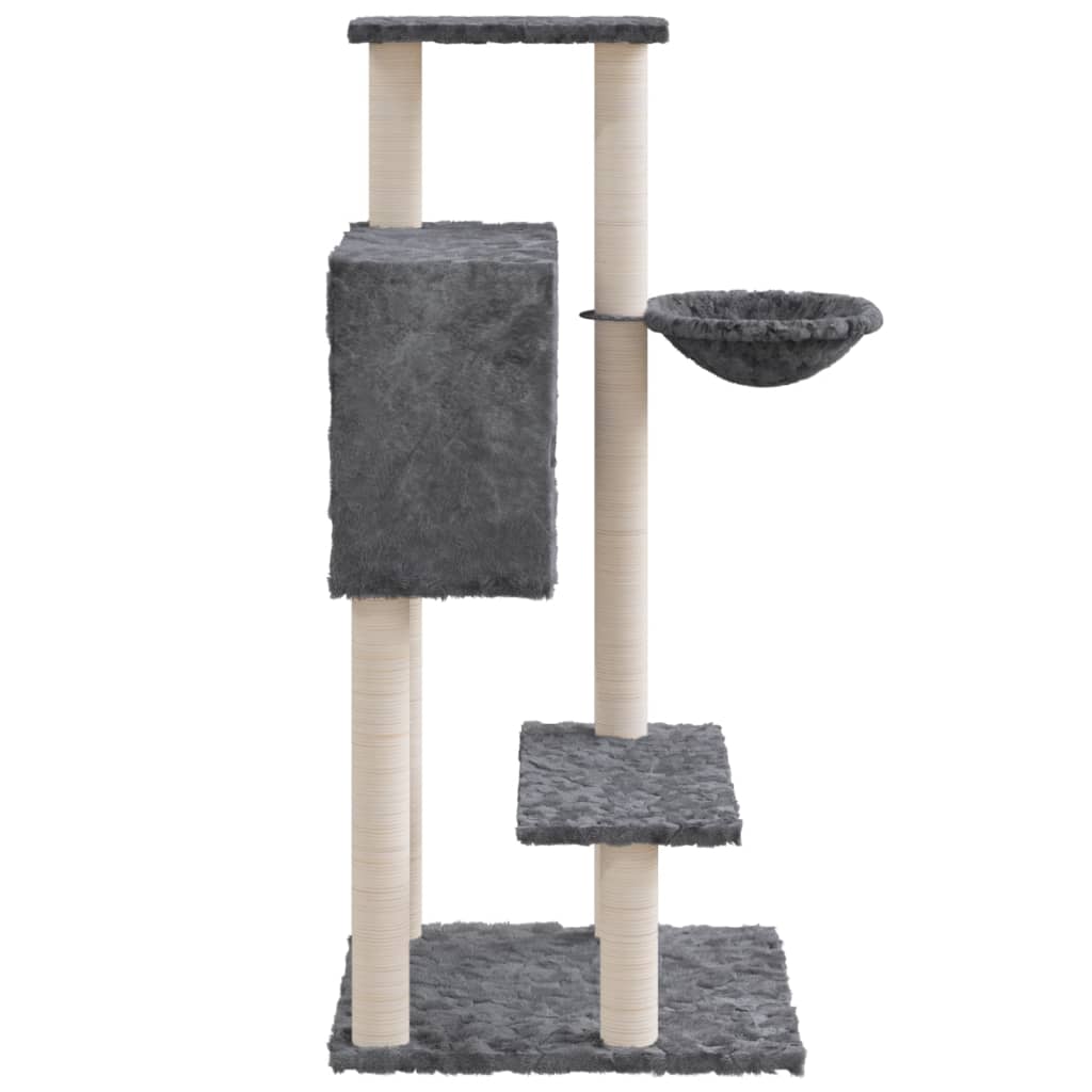 Cat house with sisal rope and scratching post, dark grey, 108.5 cm