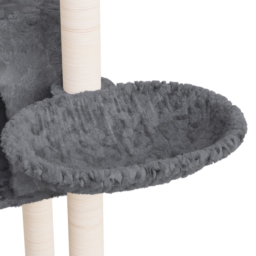 Cat house with sisal rope and scratching post, dark grey, 108.5 cm