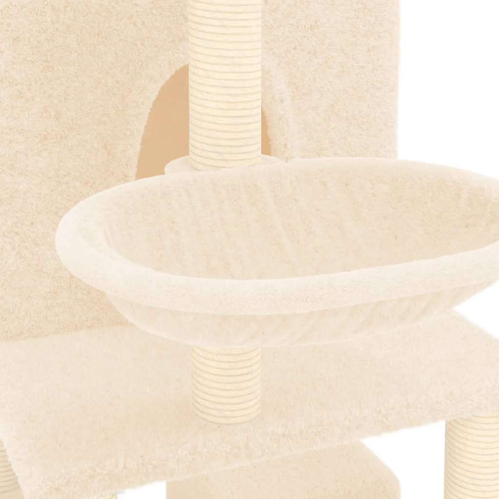 Cat house with sisal rope and scratching post, cream, 180 cm