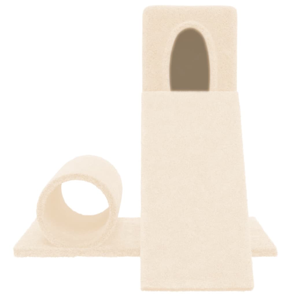 Cat house with sisal rope and scratching post, cream, 59 cm