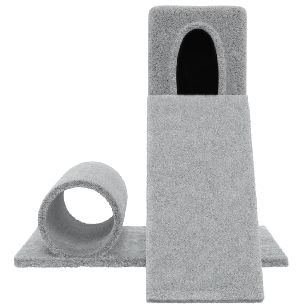 Cat house with sisal rope and scratching post, light gray, 59 cm