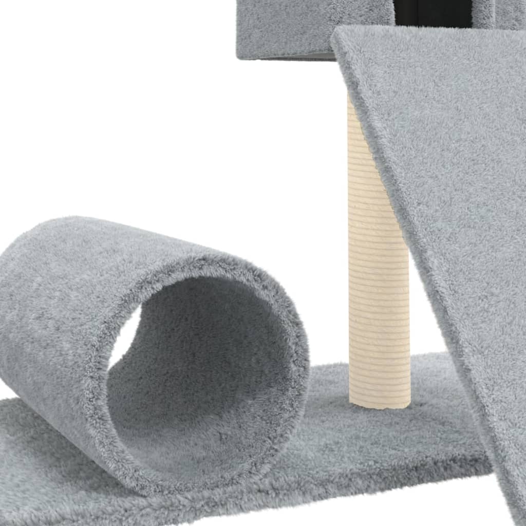 Cat house with sisal rope and scratching post, light gray, 59 cm