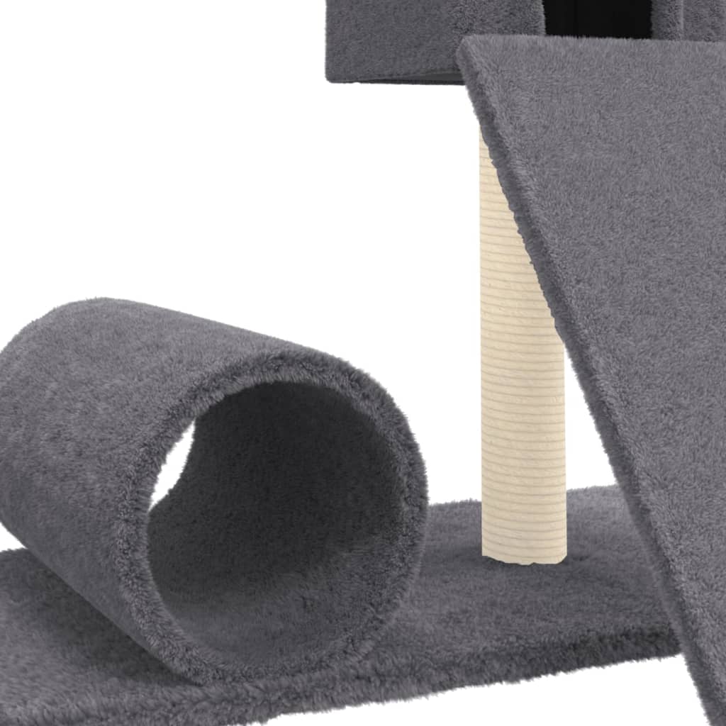 Cat house with sisal rope and scratching post, dark grey, 59 cm