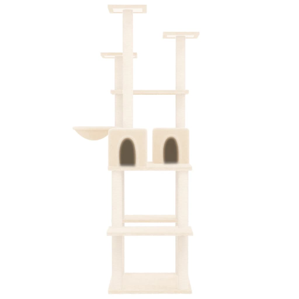 Cat house with sisal rope and scratching post, cream, 167 cm